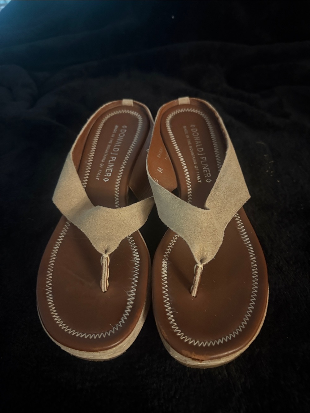Donald J. Pliner Beige Suede Thong Sandals
